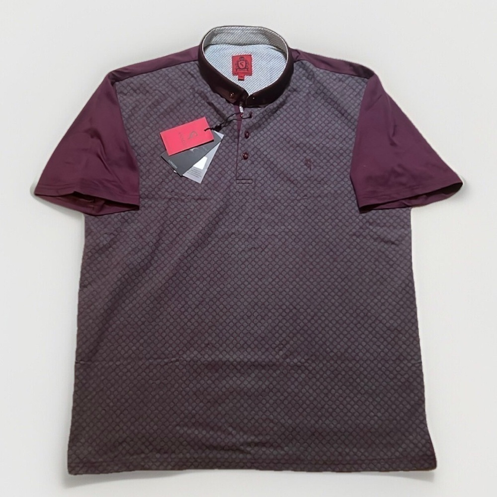 NWT Swade Burgundy Blue Men’s Polo Shirt sz XXL